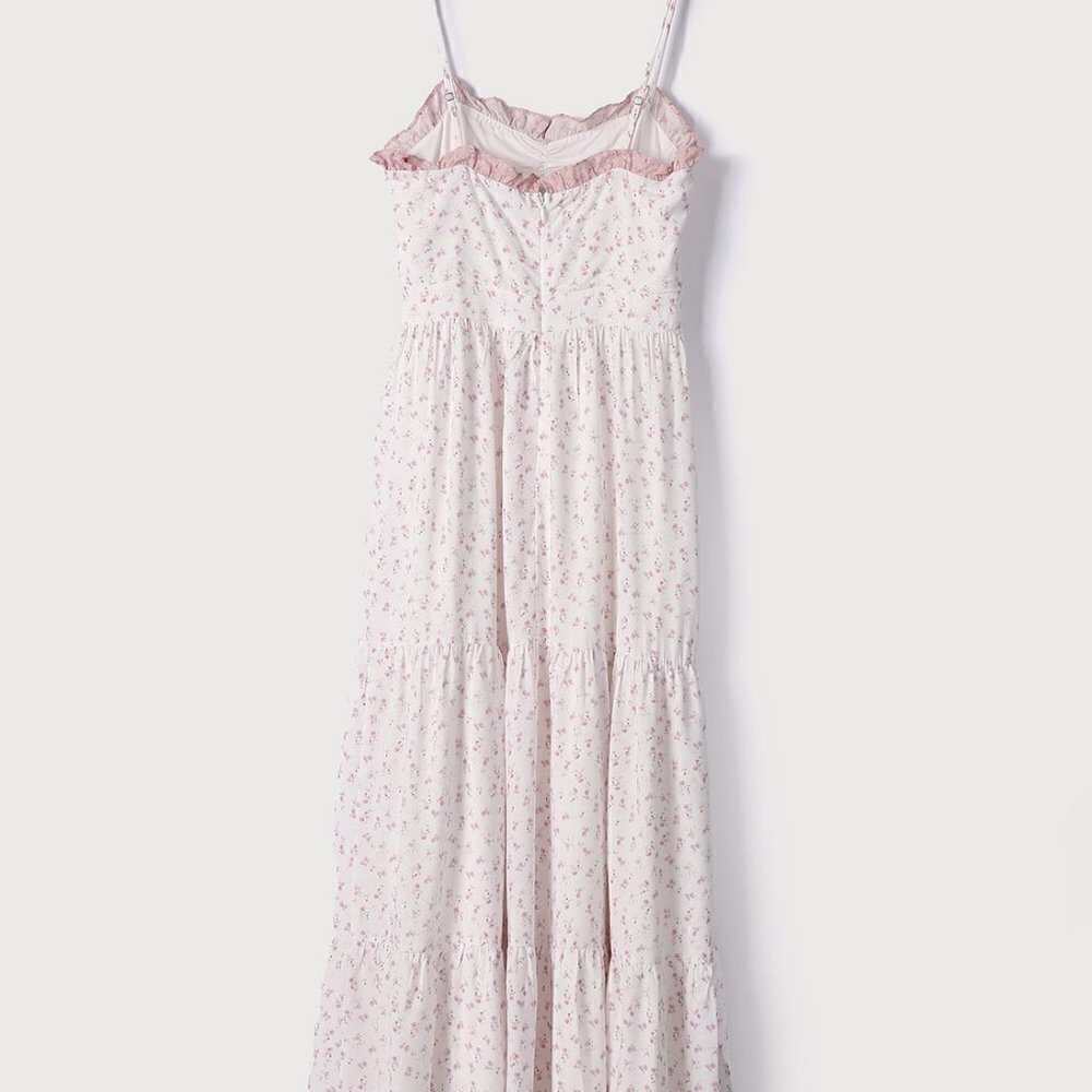 Lulu's Simpler Times Cream Floral Print maxi M - Picture 5 of 6